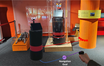 Augmented reality visualization of the RHINO robot and its navigation in a museum exhibit